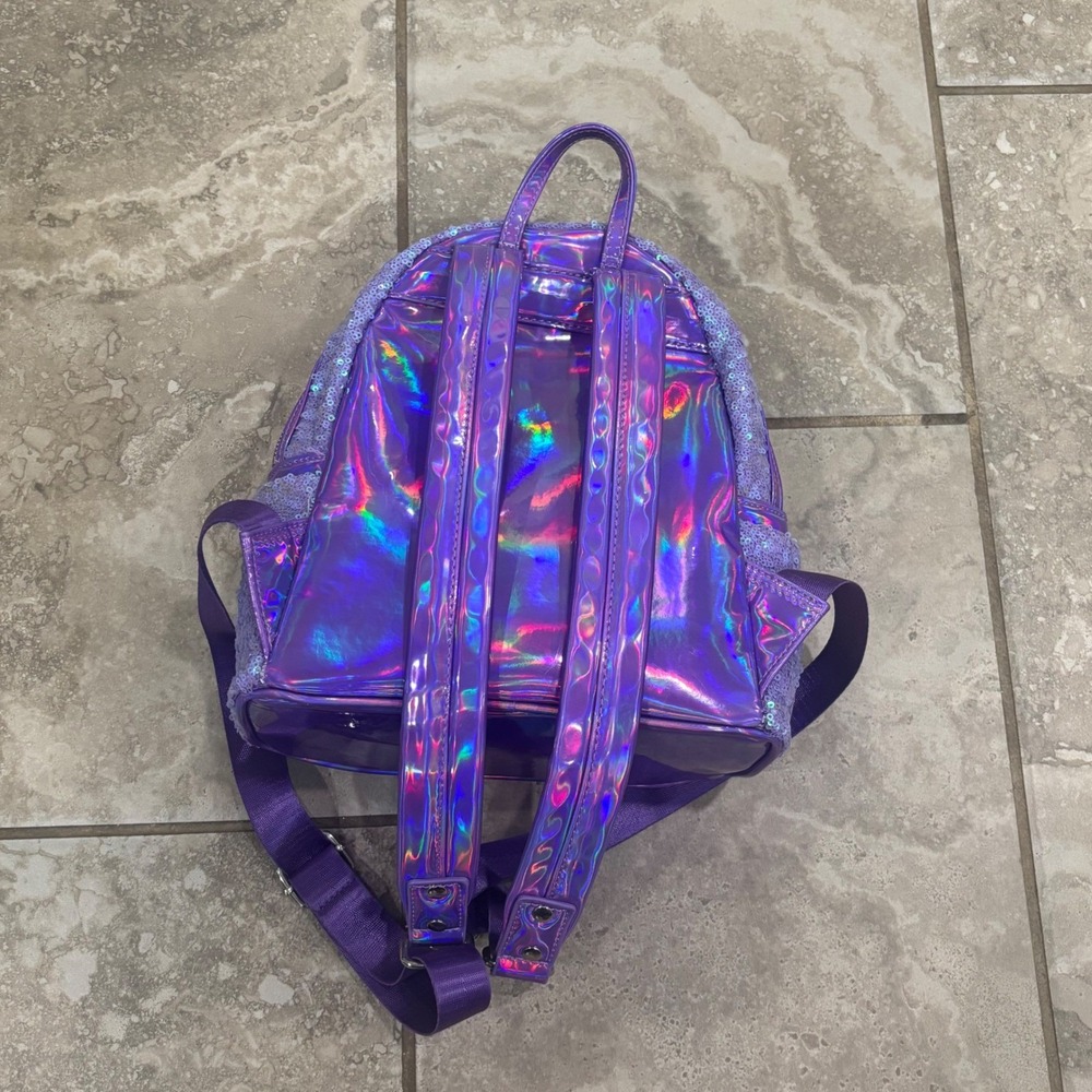 Disney Loungefly Little Mermaid Ariel Purple Sequin Holographic Mini Backpack - Picture 4 of 16